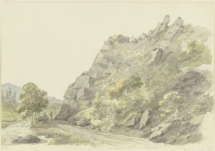 Rocky outcrop on the Saale near Schwarzburg, c1795-1799. Creator: Georg Melchior Kraus.