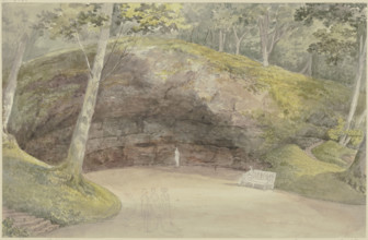 Rock grotto in the park at Wilhelmsthal near Eisenach, c1790-1794. Creator: Georg Melchior Kraus.