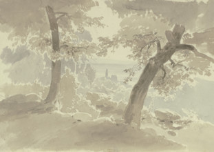 View from the forest of Kronberg Castle, c1840s. Creator: Carl Theodor Reiffenstein.