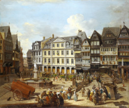 A Market on the Römerberg in Frankfurt, 1754. Creator: Christian Georg Schutz.