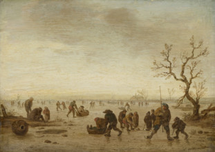Skaters on the Ice, c1642-1645. Creator: Isaac van Ostade.