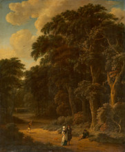 Forest Landscape with Forest Workers and People Strolling, c1673-1674. Creators: Salomon Rombouts, Johannes Lingelbach.