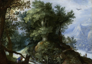 Forest Scene with Hunters, c1593. Creator: Jan Brueghel the Elder.