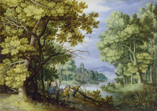 Forest Landscape with Flight into Egypt, c1600. Creator: Jan Brueghel the Elder.