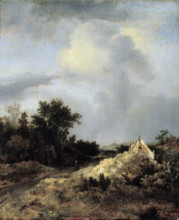 Dune Landscape with Fence, c1647. Creator: Jacob van Ruisdael.
