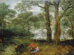 Animals Grazing beneath Trees, 1573. Creator: Lucas van Valckenborch.