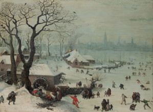 Winter Landscape with Snowfall near Antwerp, 1575. Creator: Lucas van Valckenborch.