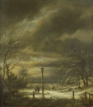 Winter Landscape near Haarlem with a Lamppost, c1670-1680. Creator: Jacob van Ruisdael.