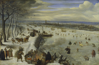 View of Antwerp with Frozen Schelde, 1593. Creator: Lucas van Valckenborch.