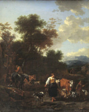 Italian Landscape with Shepherds at a River, c1650-1655. Creator: Nicolaes Berchem.
