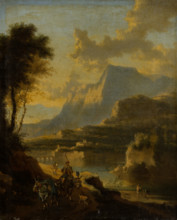 Mountainous Landscape with Rider at Sunset, c1670-1674. Creator: Jan Hackaert.