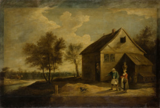 Landscape with Peasants in Front of their Farm, 17th century. Creator: Workshop of David Teniers the Younger.
