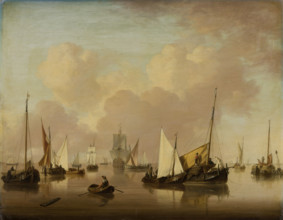 Boats and Sailboats on a Quiet Sea, c1780. Creator: Jan van Os.