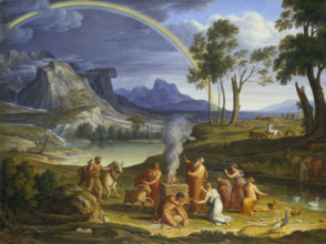 Landscape with Noah, Offering a Sacrifice of Gratitude, 1803. Creator: Joseph Anton Koch.