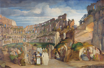 Capuchin Sermon at the Colosseum of Rome, 1822. Creator: Johann Anton Ramboux.