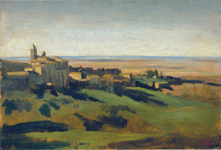 View of Marino in the Alban Mountains in the Early Morning, 1826-1827. Creator: Jean-Baptiste-Camille Corot.