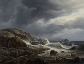 Costal Landscape with stranded Ship, 1832. Creator: Christian Morgenstern.