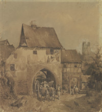 Gate to Munzenberg, c1840s. Creator: Jakob Dielmann.