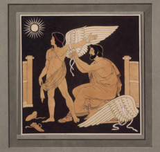 Daedalus placing a wing on Icarus, c1832. Creator: Philipp Veit.