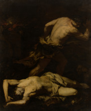 Cain Fleeing after the Murder of Abel, mid-17th century. Creator: Giovanni Battista Langetti.