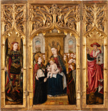 Triptych with Virgin and Child Enthroned, c1448-1458. Creator: Juan Rexach workshop.