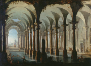 Roman Bath, c1745. Creators: Antonio Joli, Giovanni Paolo Panini.