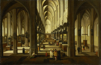 Interior of Antwerp Cathedral, c1655-1667. Creator: Frans Francken III workshop.