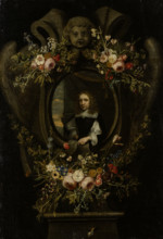 Portrait of a Man Wreathed by Flowers, c1650-1660. Creator: Flemish Master.