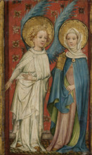 The Angel and Mary Magdalene at the Sepulchre, c1400. Creator: Older Master of the Aachen Wardrobe.