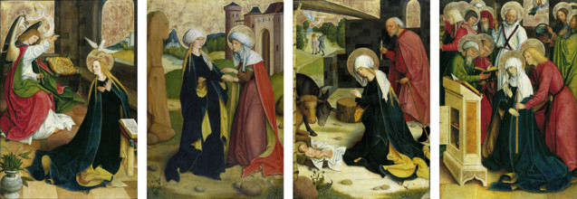 Pfullendorf Altarpiece: Annunciation, Visitation, Nativity, Death of the Virgin, c1497-1503. Creator: Master of the Pfullendorf Altar.