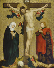 The Crucifixion with Mary and Saint John the Evangelist, 1450-1460. Creator: Master of the Middle Rhine.