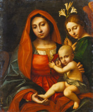 Madonna and Child with an Angel, 1519. Creator: Cavazzola.