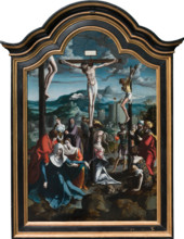 Triptych with the Crucifixion, Saints and Donors, 1530-1540. Creator: North Netherlandish Master.