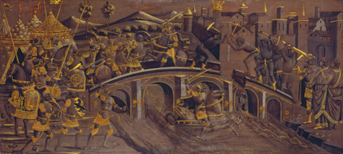 Horatius Cocles Defends the Roman Bridge against Porsenna, c1480. Creator: Florentine Master.