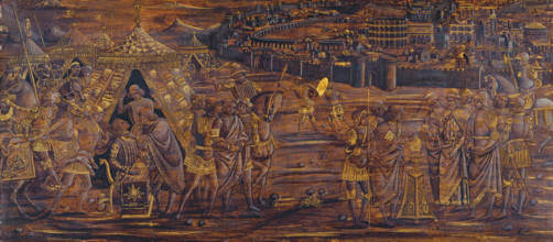 Mucius Scaevola Murders Porsenna's Secretary and Puts His Right Hand in the Fire, c1480. Creator: Florentine Master.