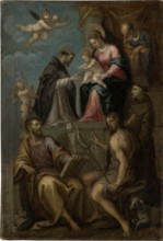 Madonna and Child Enthroned, with SS. Joseph, Domenic, Bartholomew, John..., c1550-1600. Creator: Italian Master.