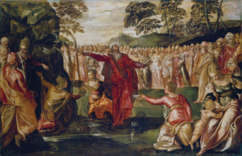 Moses Striking the Rock, c1555-1570. Creators: Jacopo Tintoretto, Workshop of Tintoretto.
