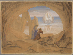 Dante sees a small boat guided by an angel, in which souls are taken to Purgatory, 1827. Creator: Johann Anton Ramboux.