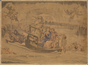 Dante, in the fifth circle of Hell, travels with Virgil over the swamp where the wrathful..., 1827. Creator: Johann Anton Ramboux.