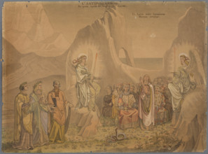 Dante sees two angels with flaming swords at the sides of a group of souls..., 1827-1832. Creator: Johann Anton Ramboux.