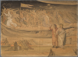 The poet by the river, over which Charon carries the souls of the departed, sees, blown..., 1832. Creator: Johann Anton Ramboux.