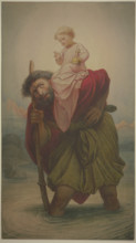 Saint Christopher with the Christ Child in the river, 1857. Creator: Eduard von Steinle.