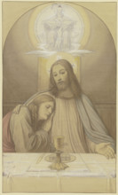 Christ with the Beloved disciple John, half-figures at the table of the Last Supper..., 1874. Creator: Eduard von Steinle.
