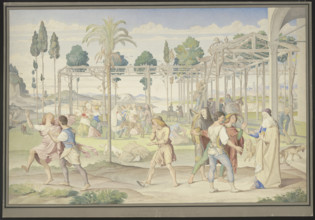The parable of the laborers in the vineyard, Primaticcio's Garden of Vertumnus..., 1821. Creator: Johann Anton Ramboux.