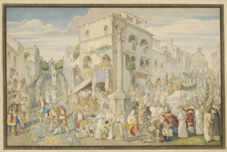 The Flower Festival in Genzano during the Octave of Corpus Christi, 1821. Creator: Johann Anton Ramboux.