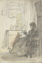 Woman sitting with a book by a window, c1840-1890s. Creator: Philipp Rumpf.