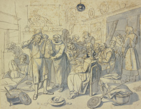 A man is born with twins; he scratches behind his ears because of the abundant blessing..., 1668. Creator: Unknown.