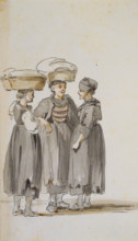 Three peasant women talking, the one on the left and the one in the middle with..., c1771-1772. Creator: Georg Melchior Kraus.