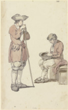 A young and an old Swiss farmer, the young one standing with a staff, the old one sitting, c1771-72. Creator: Georg Melchior Kraus.