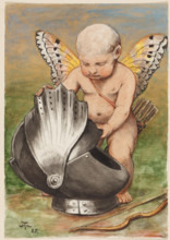 Cherub with Helmet, 1889. Creator: Hans Thoma.